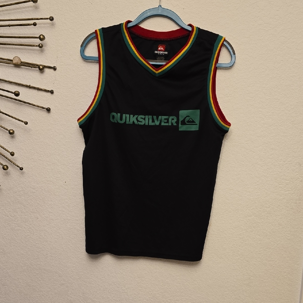 Quiksilver Men's Black Tank Top with Red and Yellow Trim